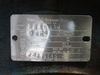 Ingersoll Dresser D824 3x1.5x13 Centrifugal Pump 7.5 Hp. 208-230/460V 1740 RPM