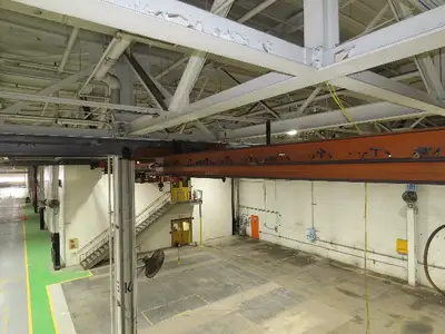 Cleveland Tramrail P&H 1 Ton Single Girder Underhung Bridge Crane 45' 10" Span