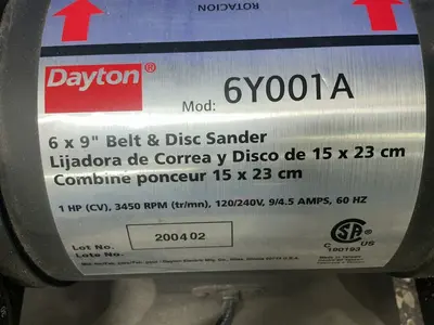 Used DAYTON 6Y001A Disc Belt Sanders (woodworking) Ohio US | HGR 24 #1406159