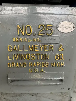 6" X 18" GALLMEYER & LIVINGSTON HORIZONTAL SURFACE GRINDER. STOCK # 0678324