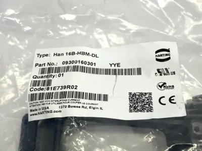 NEW HARTING HARTING 0900160301, HAN 16B-HBM-DL
