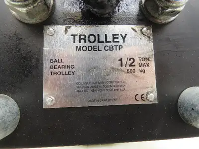 CM CBTP 1/2 Ton Manual Plain Push Trolley 2"-8.7" Flange