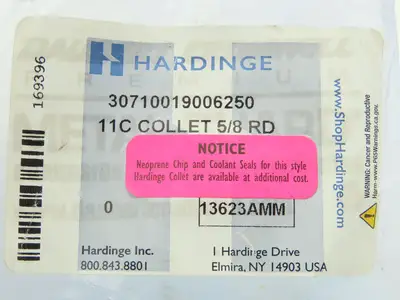 Hardinge 11C Collet 5/8" RD Round Smooth Bore 30710019006250