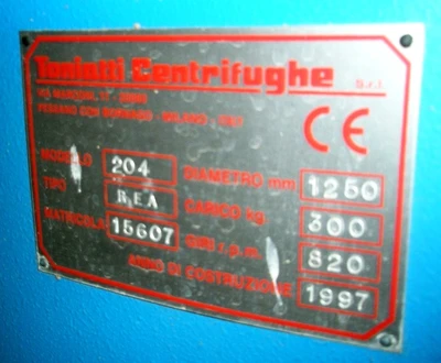 (2) Toniatti 204-REA 1250 x 500mm perforate basket centrifuges, 304SS.