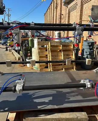 Custom Pneumatic Chair / Work Clamp on 2" Adjustable Rails w/ 13 Clamps (5712)