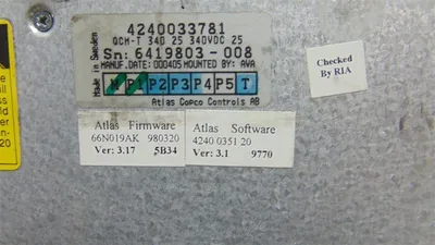 Atlas Copco QCM-T 340 25 Servo Control Module 4240 0337 81 F/W 3.17 S/W 3.1 Used
