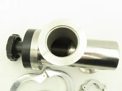 Kurt J Lesker SL0200MVQF Manual Bellows Angle Valve 2" SS Flanged W 1" Reducer