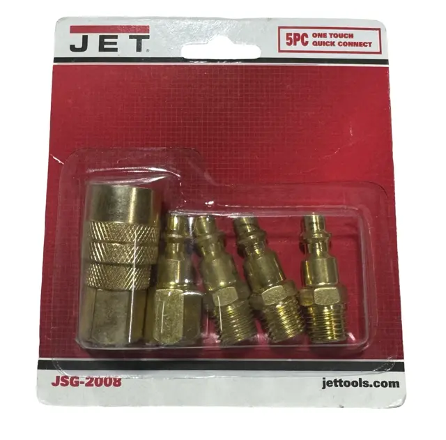 JET 5 Piece One Touch Quick Connect Coupler Set 1/4" Male & Female