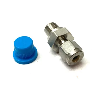 USED SWAGELOK STAINLESS STEEL MALE TUBE CONNECTOR FITTING 1/4" ISO THREAD