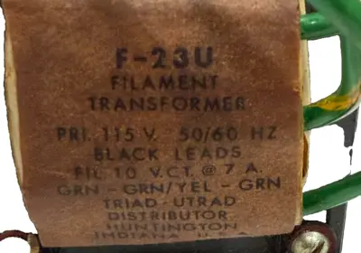 NEW TRIAD F-23U FILAMENT TRANSFORMER 115V F23U