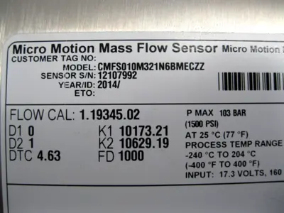 USED Micro Motion CMFS010 M321N6BMECZZ