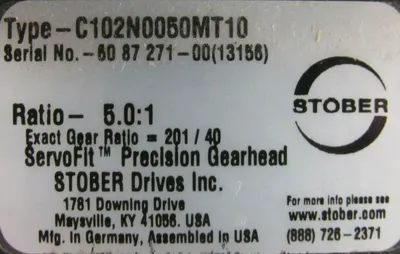 NEW STOBER C102N0050MT10 GEARHEAD 5:1