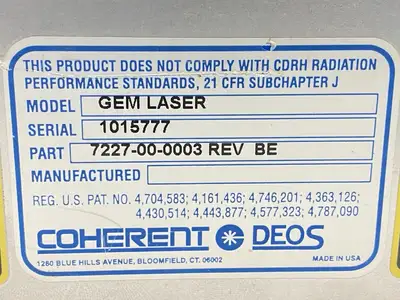 USED COHERENT REV BE GEM LASER INDUSTRIAL CO2 LASER HEAD