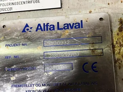 Alfa-Laval BTPX 205 SGD-34CDP-50 clarifier centrifuge, 316L SS.