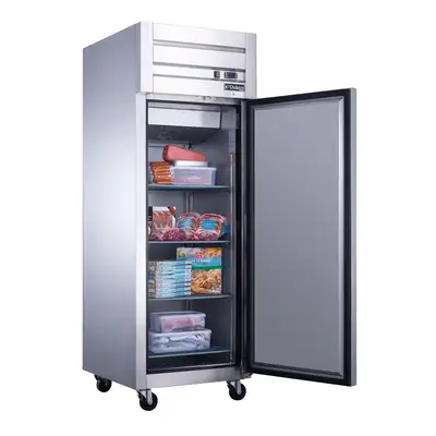 New | in-Stock Dukers New Dukers D28AF Commercial Single Solid Door Top Mount Reach-in Freezer in Stainless Steel Freezers Illinois US | Falcon Restaurant Supply #1376380