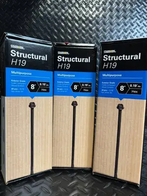 Starborn Structural H19 XH19CL0800 - 8in x 0.19in Hex Wood Screws, 3-Box Lot