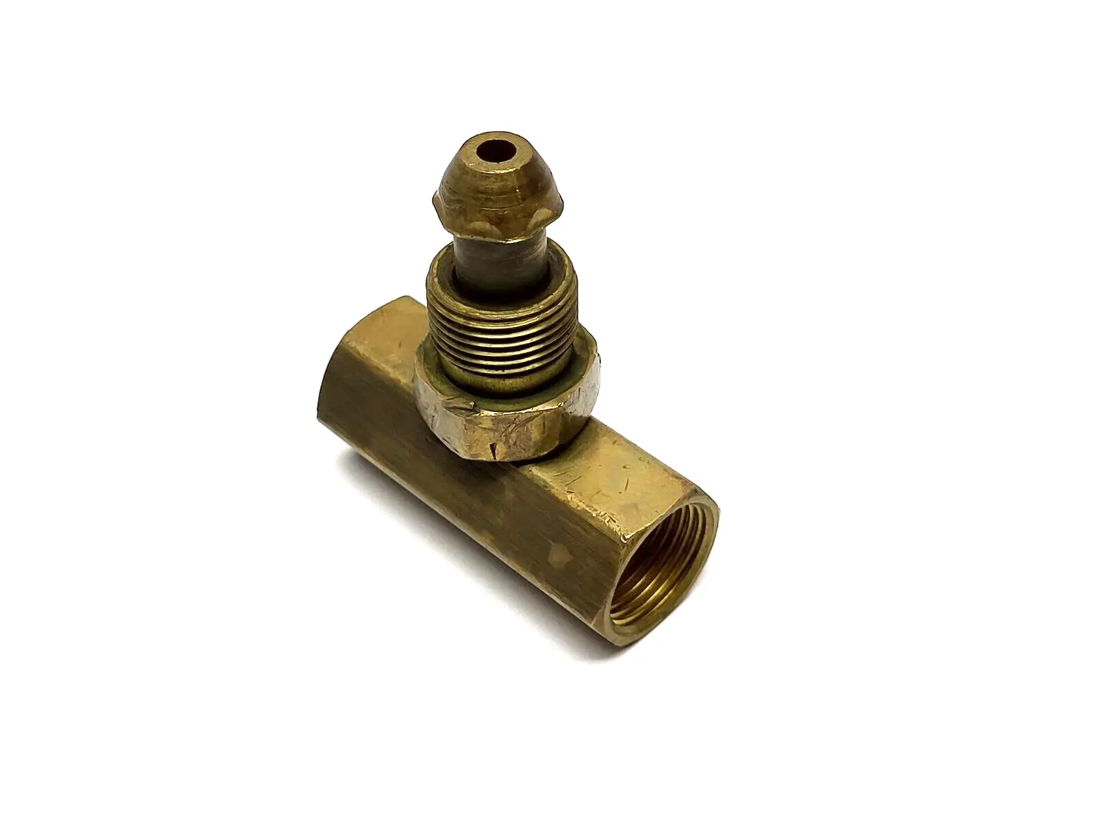 CGA-580 | Unbranded  Brass Cylinder Adapter w/ Valve DAMAGED - Used