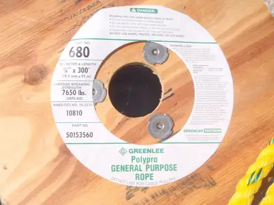 USED GREENLEE ROPE 3/4" X 300' POLYPROPYLENE
