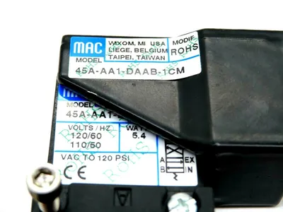 NEW MAC 45A-AA1-DAAB-1CM SOLENOID WITH FITTING AND HARDWARE 45AAA1DAAB1CM