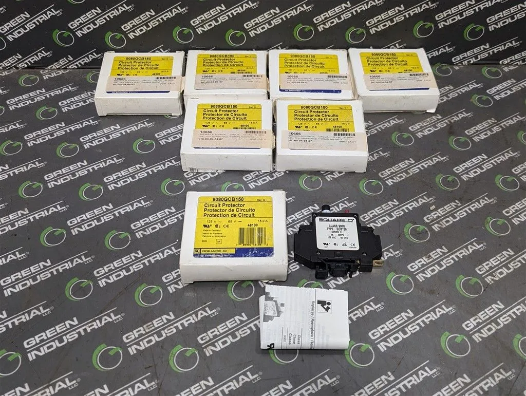 Lot of 7 Square D 9080GCB150 Circuit Protector / Breaker 15A 125VAC 1 Pole New NIB
