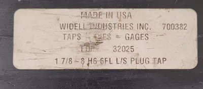Used WIDELL INDUSTRIES 700382 PLUG TAP Misc Industrial Equipment Kentucky US | Aucto #686518