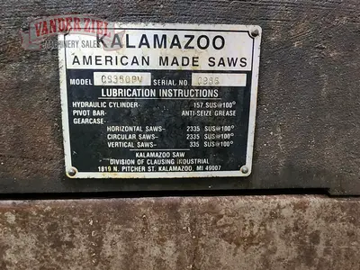 Used KALAMAZOO INDUSTRIES CS350PV Circular Cold Saws Michigan US | Vander Ziel Machinery Sales #482844