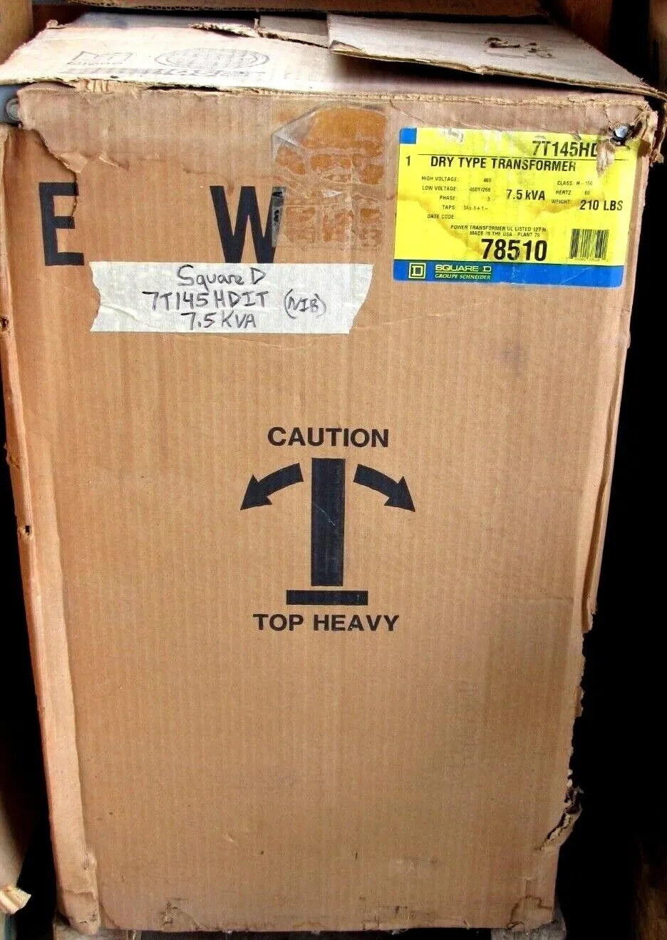 NEW SQUARE D 7T145HDIT DRY TYPE TRANSFORMER 7.5KVA 78510