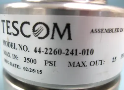 1/4" Tescom 44-2260-241-010 SS 1-Stage Air Regulator 3500 PSI in 25 PSI Out H17