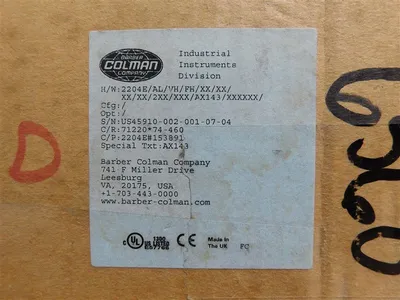 Barber Colman 2204E/AL/VH/FH/XX/XX/XX/XX/2XX/XXX/AX143/XXXXXX/ Temperature Control