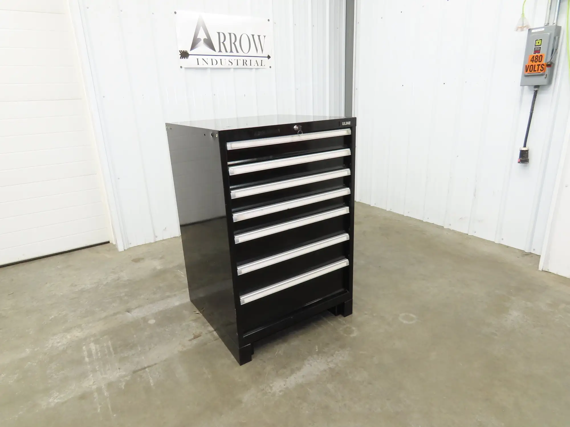 Uline Modular Steel 7 Drawer Tool Cabinet 29x29x44" Black Dividers