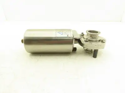 AJC10B-7-4-15-20 2-Way Sanitary Butterfly Valve 1.5" Pneumatic Air Actuated 304L