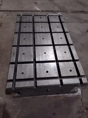 51" X 31" X 14 1/2" T-SLOTTED LAYOUT RISER TABLE / FLOOR PLATE: STOCK #19755