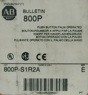 NEW ALLEN BRADLEY 800P-S1R2A PUSHBUTTON SER E 800PS1R2A