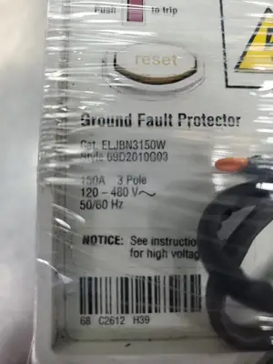 USED Eaton ELJBN3150W GROUND FAULT PROTECTOR, 150AMPS, 120-480VAC, 3POLE