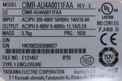 NEW YASKAWA CIMR-AU4A0011FAA A1000 DRIVE CIMRAU4A0011FAA