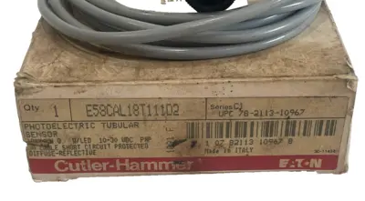 NEW CUTLER – HAMMER E58CAL18T111D2 PHOTOELECTRIC TUBULAR SENSOR SER. C1
