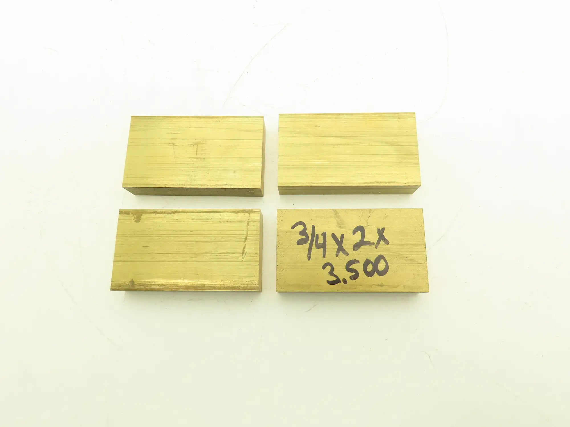 360 Yellow Brass Stock Rectangle Flat Bar 3/4"x 2"x 3-1/2"L  Lot of 4pcs
