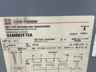 Used CUTLERHAMMER V48M82F75A Transformers Ohio US | HGR 24 #1542197