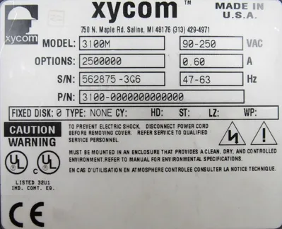 USED XYCOM 3100-0000000000000 OPERATOR INTERFACE 3100M 31000000000000000