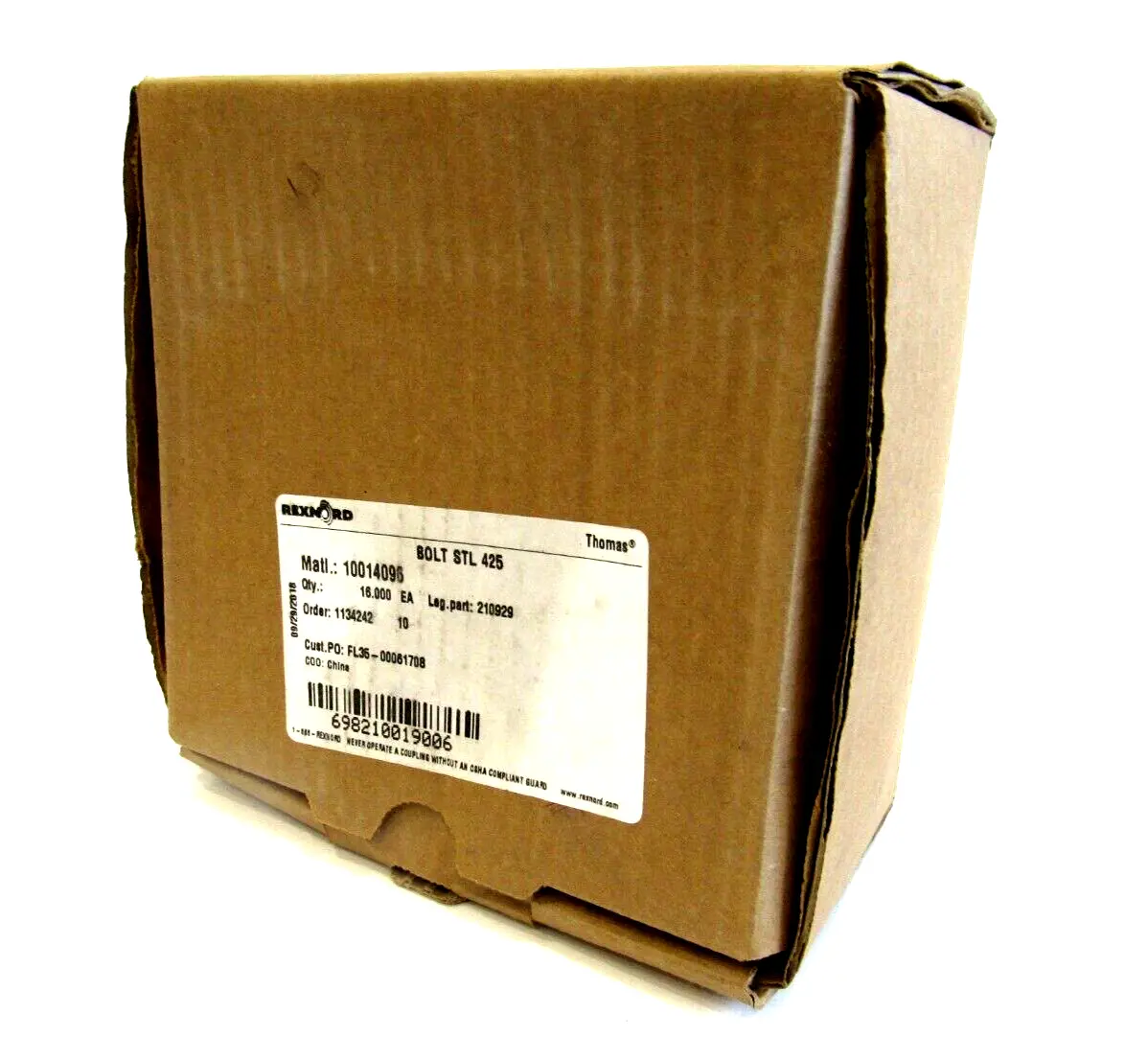 NEW LOT OF 16 REXNORD 210929 BOLT STL 425