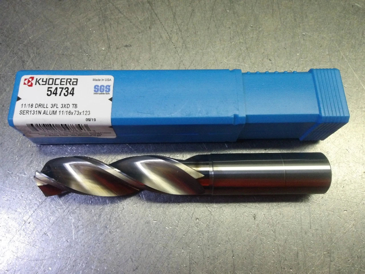 Kyocera/SGS 11/16" 3 Flute Aluminum Carbide Drill 18mm Shank Tib2 54734 (LOC336)