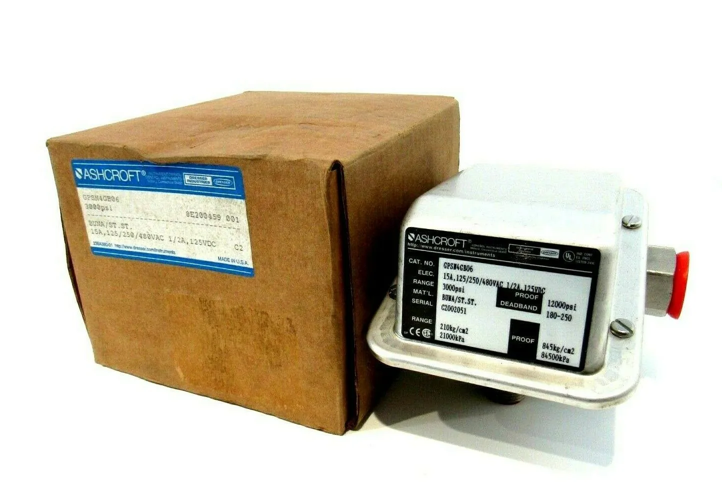 NEW ASHCROFT GPSN4GB06 PRESSURE SWITCH 3000PSI 15A