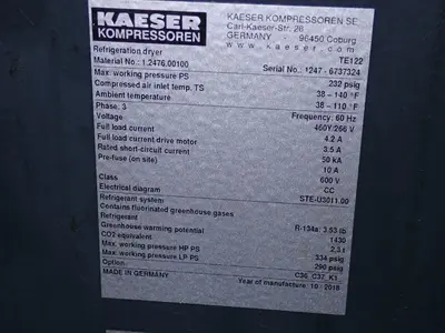 USED 2018 KAESER TE122
