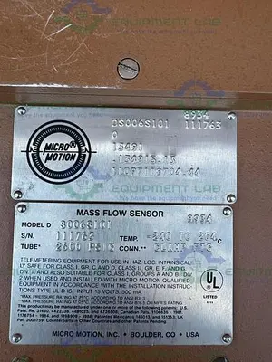 USED MICRO MOTION D6 MASS FLOW METER 2600 PSIG, -240 TO 204°C