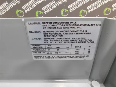 Appleton ASR6034 Powertite Non-Fusible Mechanical Interlock Receptacle 60A Used
