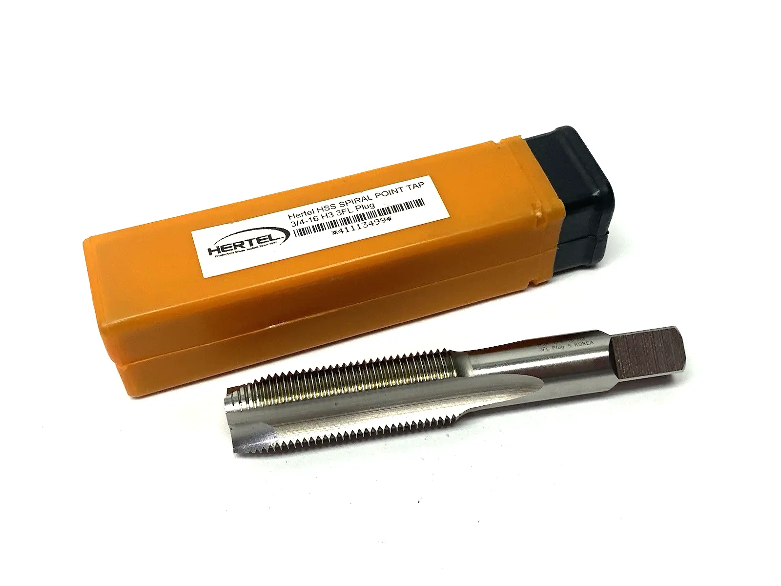 USED HERTEL SPIRAL POINT TAP: 3/4-16 UNF, 3 FLUTES, PLUG CHAMFER, 3B CLASS