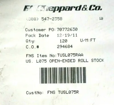 NEW F.N. SHEPPARD & COMPANY TUSL075RAA OPEN-ENDED ROLL BELT TUSL075R