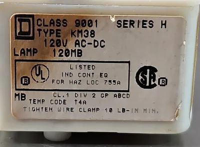 Square D 9001 KM1 Ser H White Indicator Light Lamp. Loc4D-17
