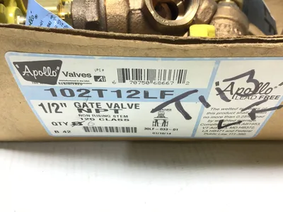 Apollo 102T12LF Bronze Gate Valve 1/2 in NPT 670750686672 Non Rising Stem