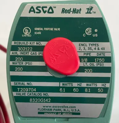 NEW ASCO 8320G142 SOLENOID VALVE 120/60 110/50